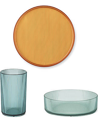 Liewood Kain Tableware Set - Sea Blue - 100% Tritan Unbreakable Material! Meal Sets