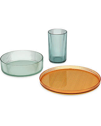 Liewood Kain Tableware Set - Sea Blue - 100% Tritan Unbreakable Material! Meal Sets