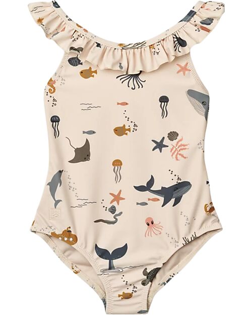 Liewood Kallie Printed Swimsuit - Sea Creatures - Sandy - UV +40 - Recycled Material Swimsuits
