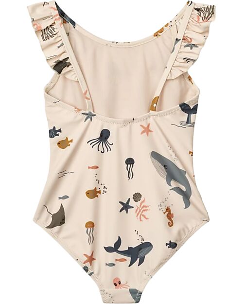Liewood Kallie Printed Swimsuit - Sea Creatures - Sandy - UV +40 - Recycled Material Swimsuits