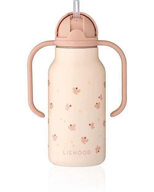 Liewood Kimmie Stainless Steel Water Bottle with handles - 250 ml - Mini Butterfly - Apple blossom Thermos Bottles
