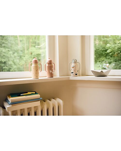 Liewood Kimmie Stainless Steel Water Bottle with handles - 250 ml - Mini Butterfly - Apple blossom Thermos Bottles