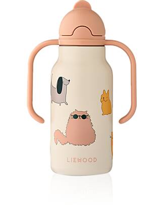 Liewood Kimmie Water Bottle - 250 ml - Sandy - Cats and Dogs Thermos Bottles