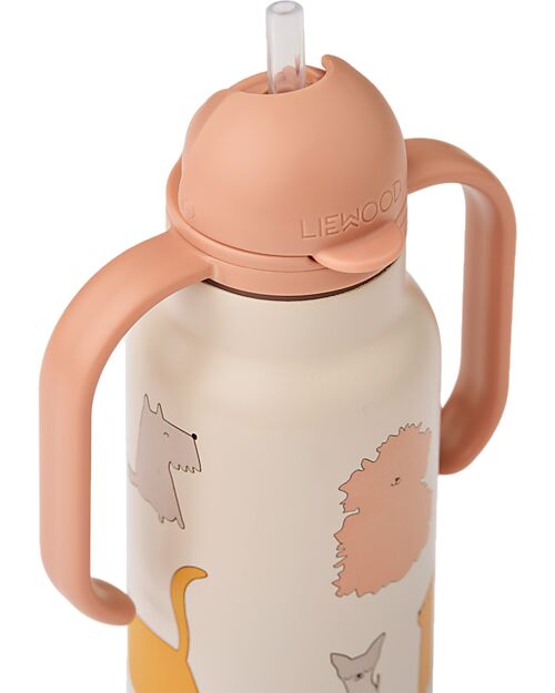 Liewood Kimmie Water Bottle - 250 ml - Sandy - Cats and Dogs Thermos Bottles