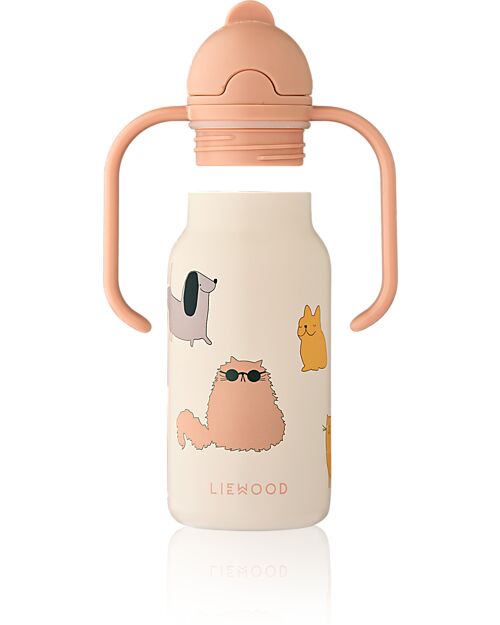Liewood Kimmie Water Bottle - 250 ml - Sandy - Cats and Dogs Thermos Bottles