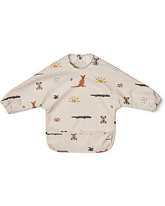 Liewood Long Sleeves Merle Waterproof Bib - Aussie and Sea Shell Mix - 100% Recycled Materials Burpy Bibs