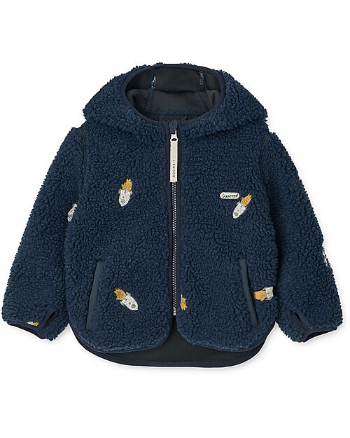 Liewood Mara Pile Jacket With Ears - Rocket - Classic Navy - 100% Recycled Material Jackets