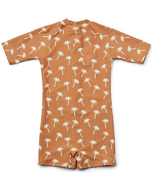 Liewood Max Swim Jumpsuit Palms Almond UPF 50 unisex bambini