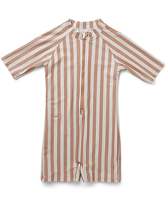 Liewood Max Swim Jumpsuit Seersucker - Coral Blush/Creme Stripes - UPF 50+ Swimsuits