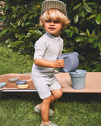 Liewood Max Swim Jumpsuit Seersucker - Sea Blue/White Stripes - UPF 50+ Swimsuits