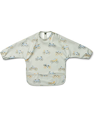 Liewood Merle Cape Bib with Slevees and Pocket - Cloud Blue - 100% Recycled Material Burpy Bibs