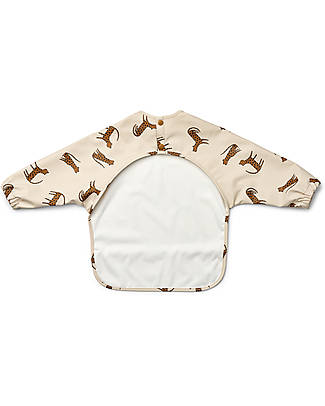 Liewood Merle Cape Bib with Slevees and Pocket - Leopard Sandy - 100% Recycled Material Burpy Bibs