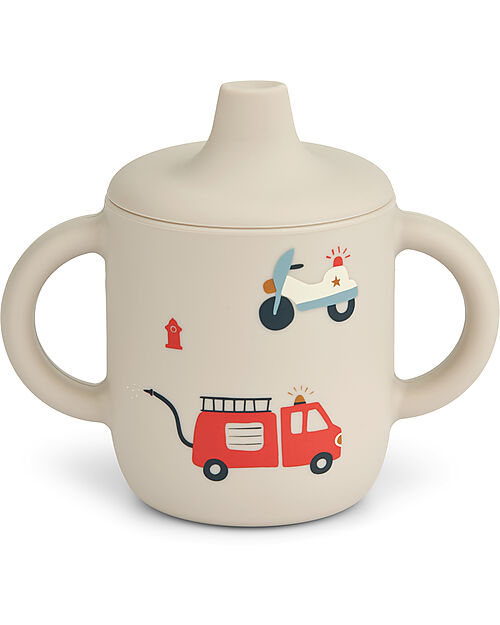 Liewood Neil Cup with Spout and Handles - Emergency Vehicles - Sandy - 150 ml Cups