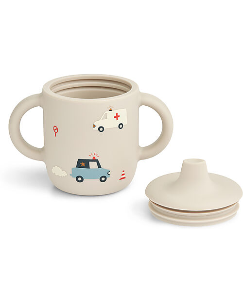 Liewood Neil Cup with Spout and Handles - Emergency Vehicles - Sandy - 150 ml Cups