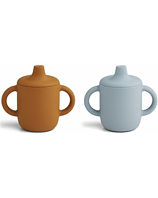 Liewood Pack of 2 Sippy Cup with Handles - Mustard/Sea Blue Mix - 150 ml Sippy Cups