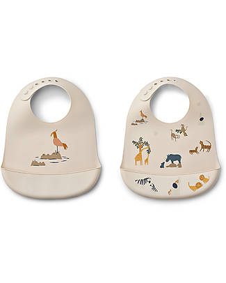 Liewood Pack of 2 Tilda Bibs - All Together - Sandy - Silicone Waterproof Bibs