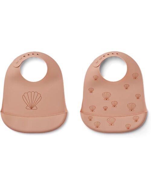 Liewood Pack of 2 Tilda Bibs - All Together - Sea Shell - Pale Tuscany - Silicone Waterproof Bibs