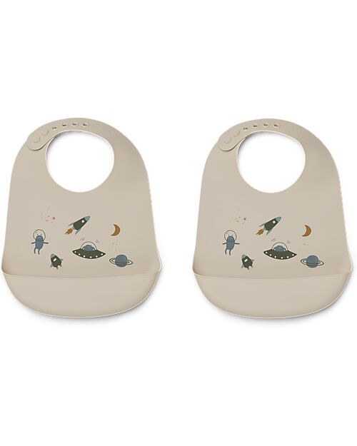 Liewood Pack of 2 Tilda Bibs - All Together - Space - Multi Mix - Silicone Waterproof Bibs