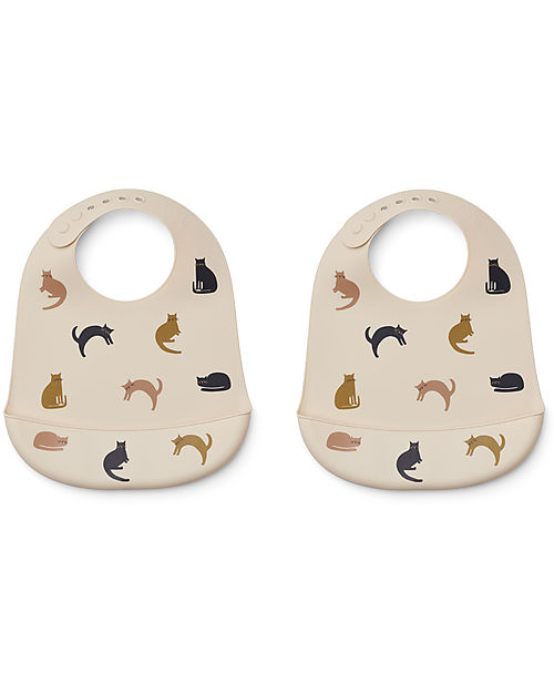 Liewood Pack of 2 Tilda Bibs - Miauw - Apple Blossom Mix - Silicone Waterproof Bibs
