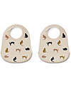 Liewood Pack of 2 Tilda Bibs - Miauw - Apple Blossom Mix - Silicone Waterproof Bibs