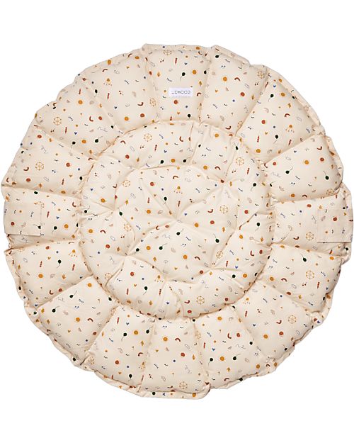 Liewood Padded Play Mat and Baby Nest 2 in 1 - Amusement Park/Sand - 100% Organic Cotton Padded Playmats