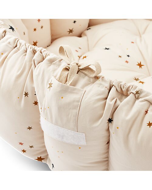 Liewood Padded Play Mat and Baby Nest 2 in 1 - Star Bright/Sand - 100% Organic Cotton Padded Playmats