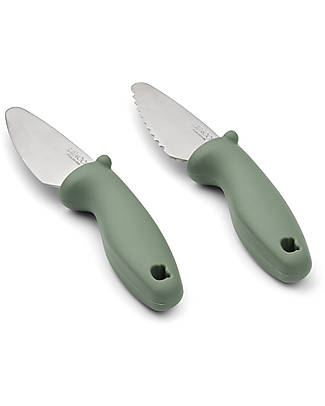Liewood Perry Cutting Knife Set - Faune Green - Stainless Steel and Silicone Cutlery