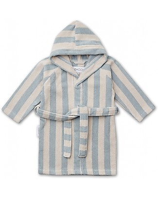 Liewood Reggie Bathrobe - Sea Blue/Sandy Stripes - 100% Organic Cotton Terry Towels And Flannels