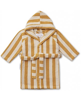 Liewood Reggie Bathrobe - Yellow Mellow/Sandy Stripes - 100% Organic Cotton Terry Towels And Flannels