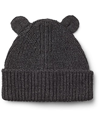Liewood Renè Knitted Beanie with Ears - Dark Grey Melange - 100% wool Winter Hats