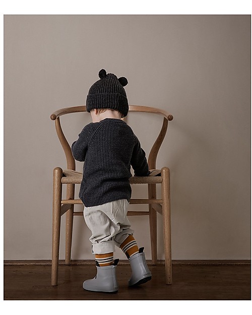 Liewood Renè Knitted Beanie with Ears - Dark Grey Melange - 100% wool Winter Hats