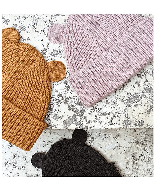 Liewood Renè Knitted Beanie with Ears - Dark Grey Melange - 100% wool Winter Hats