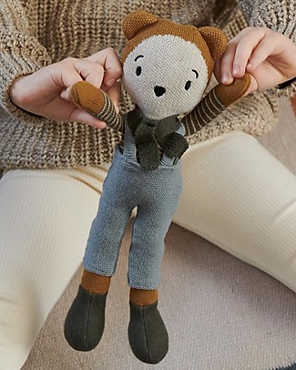 Liewood Robert Bear Doll - Golden Caramel Multi Mix - 30 cm - Organic Cotton Dolls Accessories