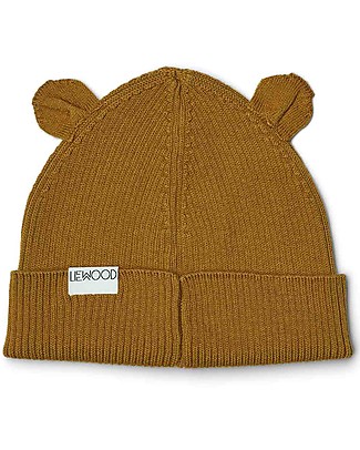Liewood Roman Bear Ears Beanie - Golden Caramel - 100% Organic Cotton - Soft and Sweet! Winter Hats