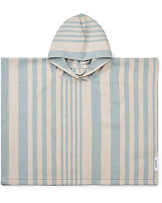Liewood Roomie Poncho - Stripes Sea Blue / Sandy - 100% Organic Cotton Towels And Flannels