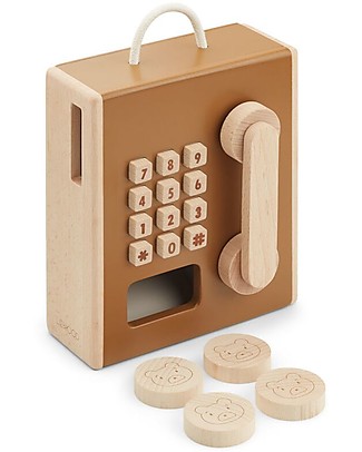 Liewood Rufus Payphone - Golden Caramel Multi Mix - 100% Beech Wood Wooden Toy Tools