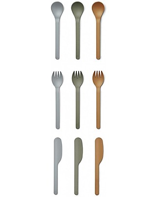 Liewood Ryan Cutlery Set - Blue Multi Mix - Set 9 Pieces - 100% Biodegradable! Cutlery