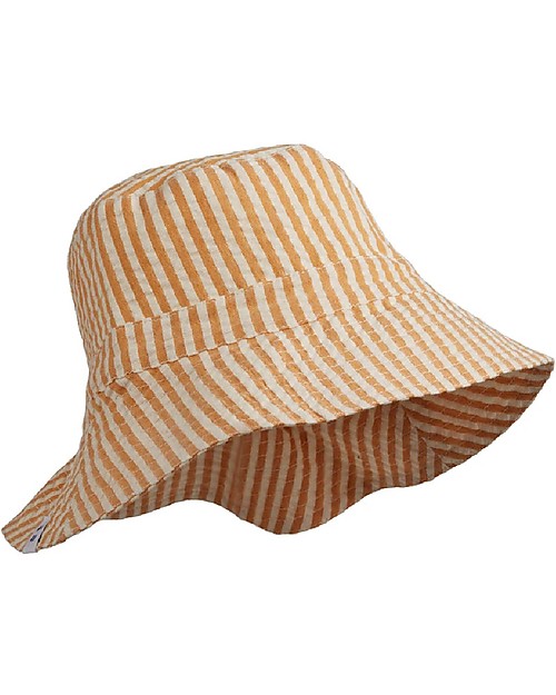 Liewood Sander Bucket Hat, Mustard/White Stripes - 100% organic cotton Sunhats