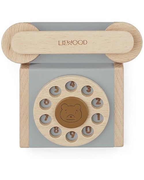 Liewood Selma Classic Phone - Blue Fog Multi Mix - 100% Beech Wood Wooden Toy Tools