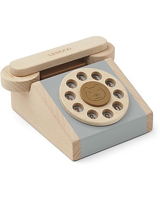 Liewood Selma Classic Phone - Blue Fog Multi Mix - 100% Beech Wood Wooden Toy Tools
