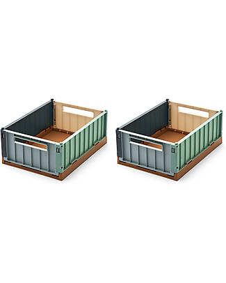 Liewood Set of 2 Weston Small Storage Boxes - Sea Blu Multi Mix - 9,5x18x25 cm Storage organisers