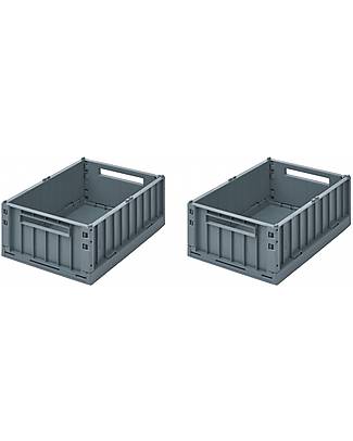 Liewood Set of 2 Weston Storage Box - Whale Blue - 25 x 36 x 13,5 cm Storage organisers