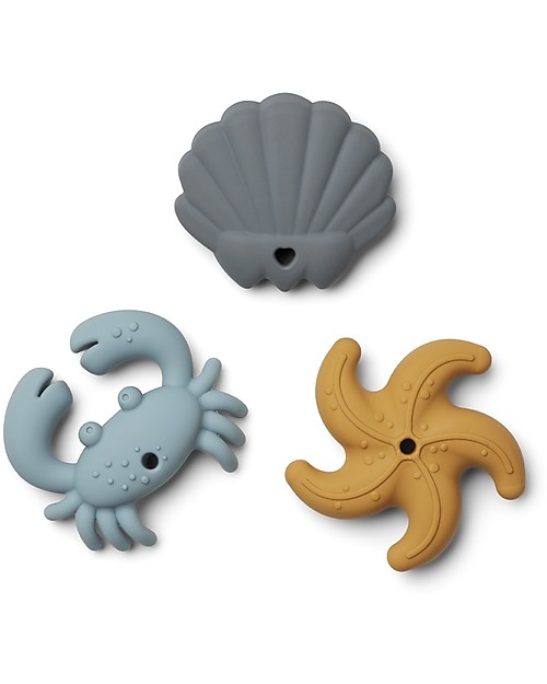 Liewood Set of 3 Tonk Mini Teethers - Blue - 100% silicone Teethers