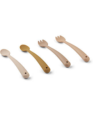 Liewood Shea Silicone Feeding Set - Rose Multi Mix - 2 Forks and 2 Spoons Cutlery