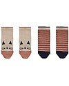 Liewood Silas Socks, Cat/Striped Coral Blush, 2 pack -  Elasticated Cotton Socks