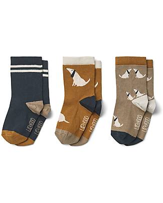 Liewood Silas Socks - Dog - Oat Mix - 3 Pack - Elasticated Cotton Socks