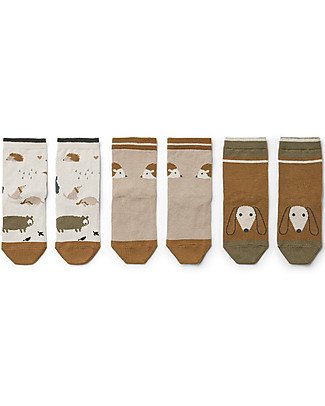 Liewood Silas Socks Friendship Sandy Mix - 3 pack - Elasticated Cotton Socks
