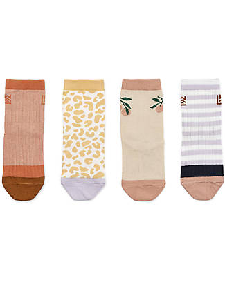 Liewood Silas Socks - Leo Jojoba - 4 pack - Elasticated Cotton Socks