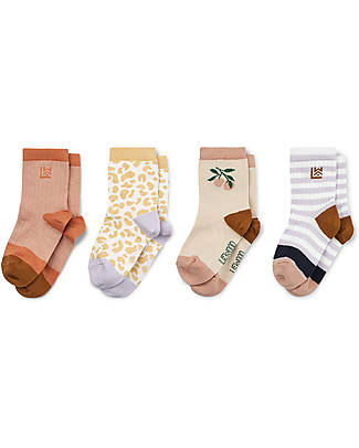 Liewood Silas Socks - Leo Jojoba - 4 pack - Elasticated Cotton Socks