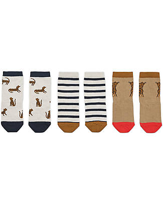 Liewood Silas Socks - Leopard - Sandy - 3 Pack - Elasticated Cotton Socks